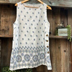 J.Jill Linen Sleeveless Button Top Sz Large